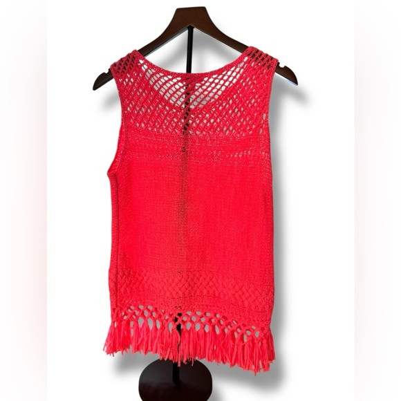 Lilly Pulitzer Tops - Lilly Pulitzer Limon Sweater Knit Tank Fringe Sz Medium hot pink